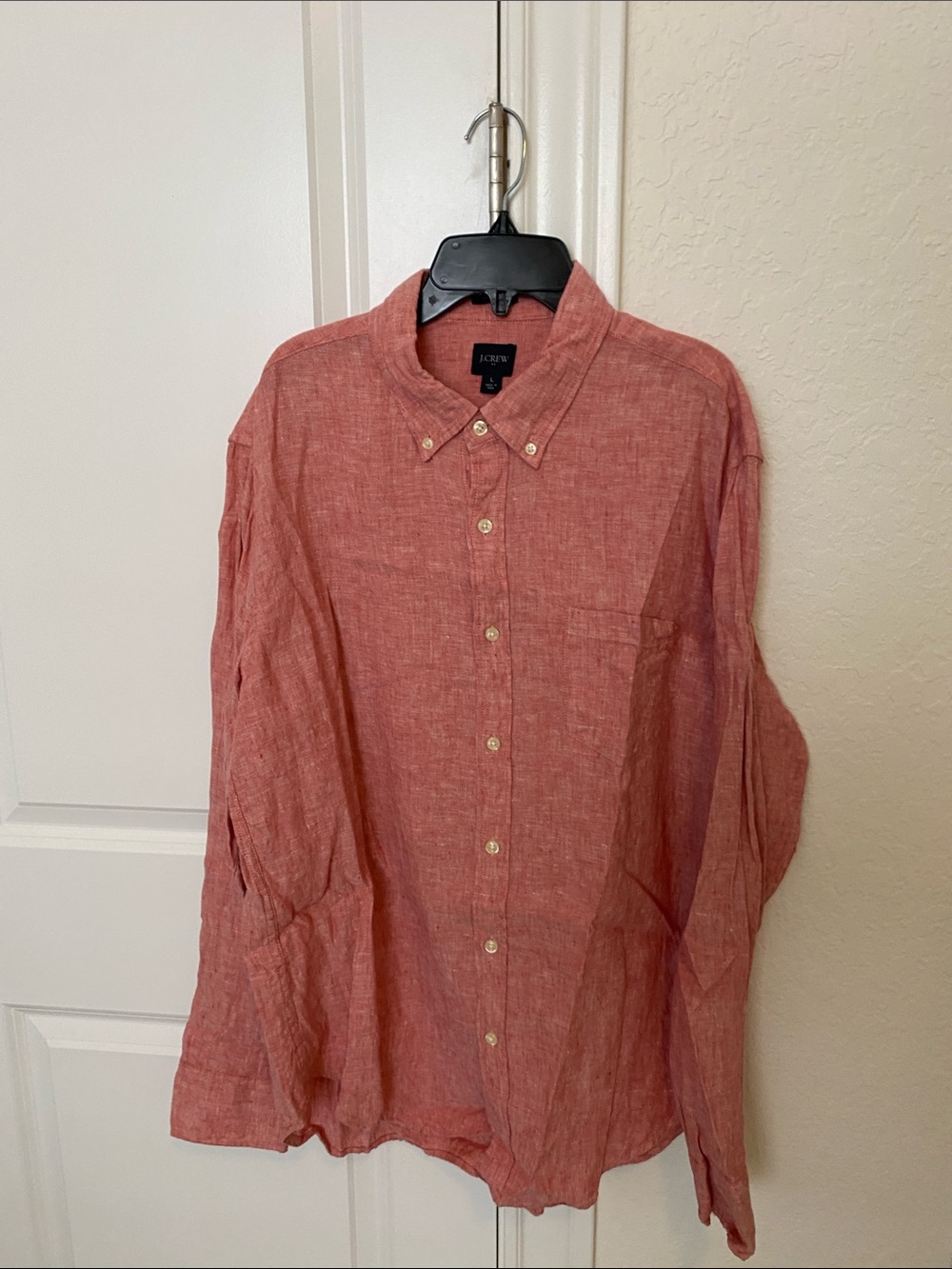 J. Crew Men's Coral Button-Down Linen Shirt